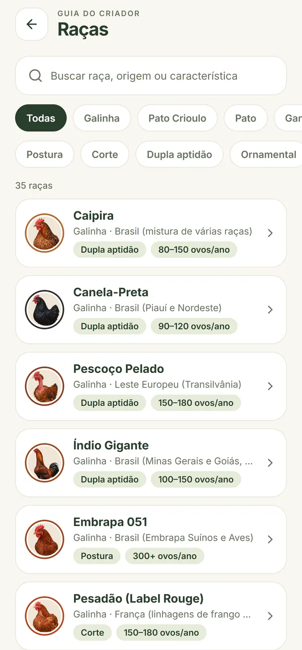 Guia com 35 raças